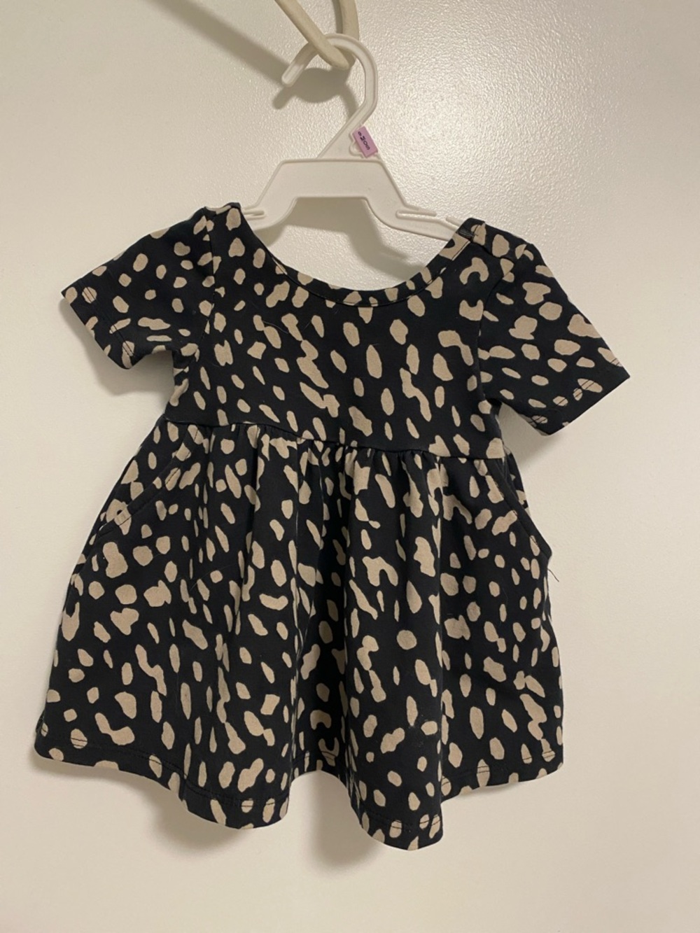 Baby Black and Cream Leopard Print Short Sleeve Dress